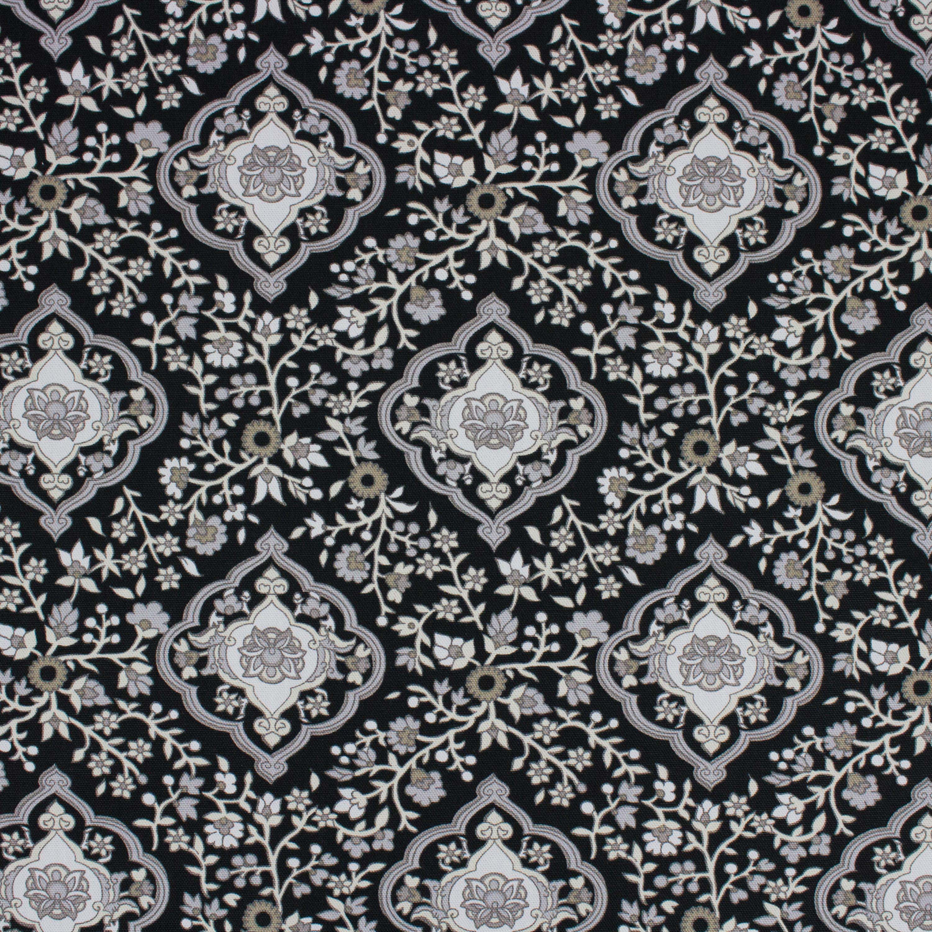 Better Homes & Gardens 100% Cotton Floral Medallion Black, 2 Yard Precut Fabric
