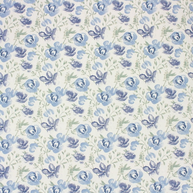 Better Homes & Gardens 100% Cotton Watercolor Floral Blue, 2 Yard Precut Fabric