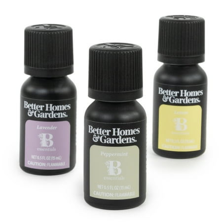 Better Homes & Gardens 100% Pure Essential Oils: Lavender, Peppermint, & Lemon, 3 Pack x 15mL