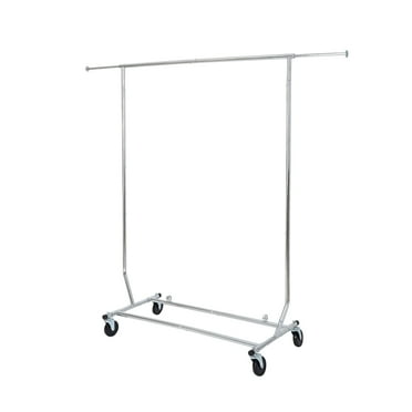 Better Homes & Gardens 100lbs Heavy Duty Folding Adjustable Rolling Garment Rack, Chrome