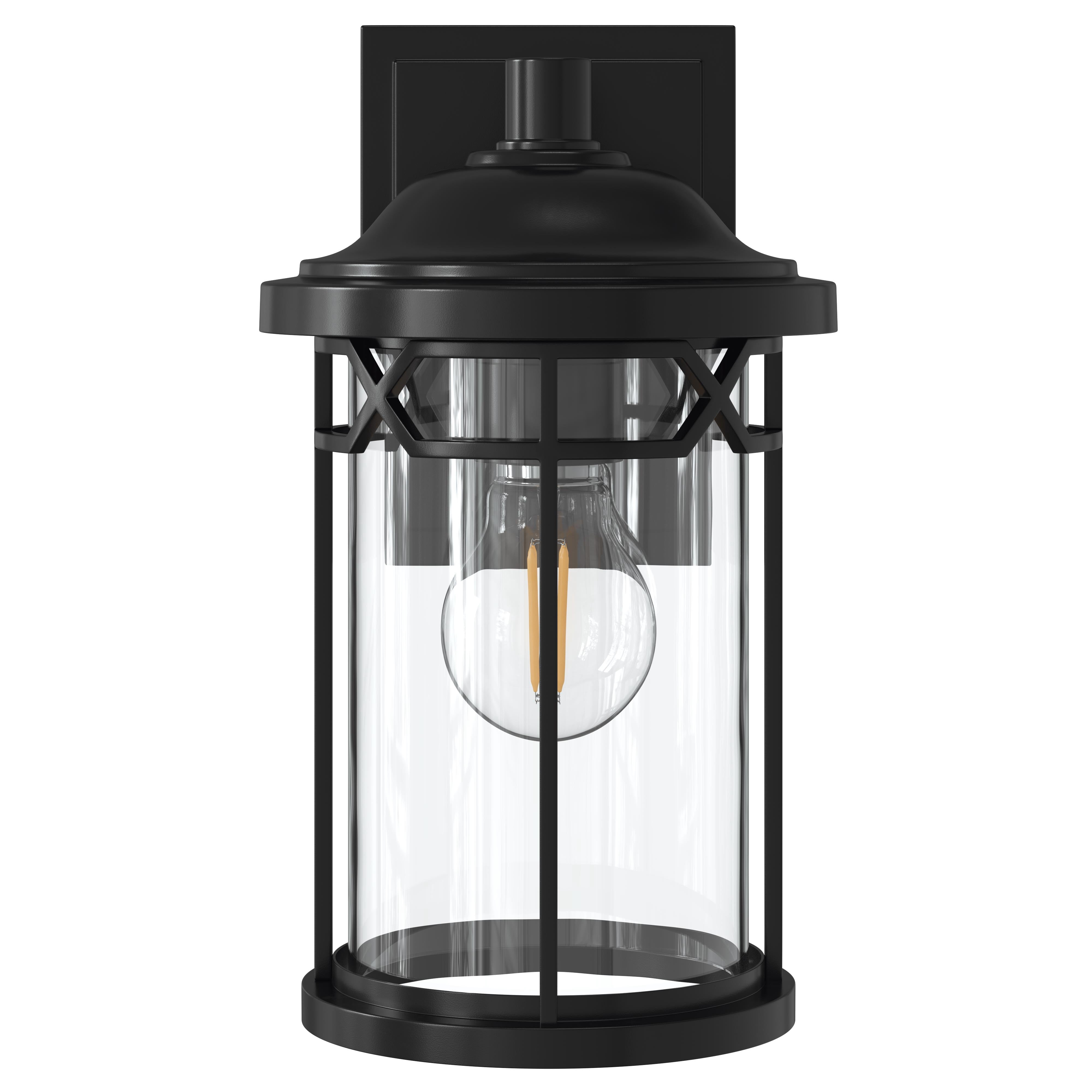 Better Homes & Gardens 11.25" H Transitional 1-Light Outdoor Corded Electric Wall Lantern with Clear Glass