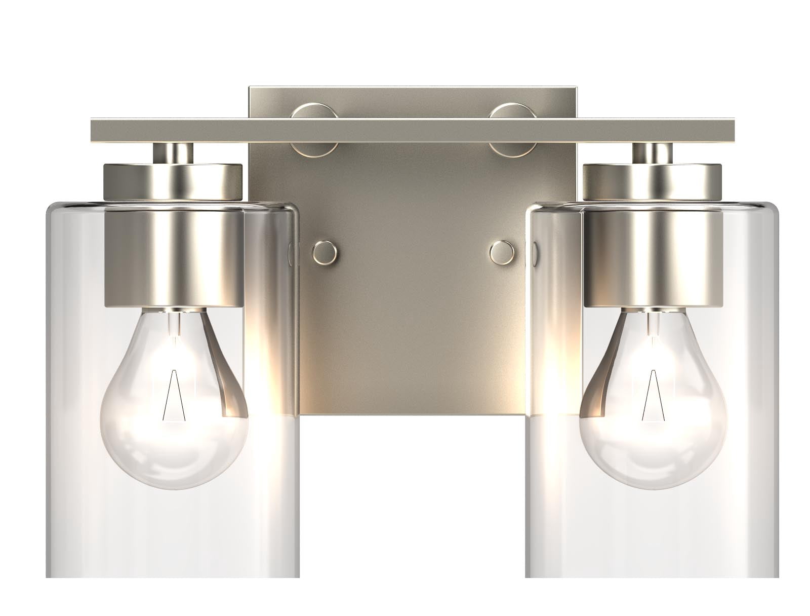 Better Homes & Gardens 11.39" 2-Light Brushed Nickel Vanity Light, Clear Glass Shades