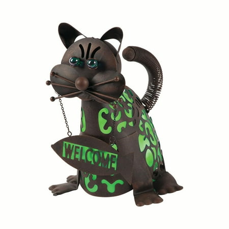 Better Homes & Gardens 11.42" H Metal Rustic Brown Solar Powered Cat