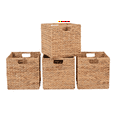 thumbnail image 1 of Better Homes & Gardens 11.8 inch natrual Water Hyacinth Foldable Cube Baskets, Set of 4, 1 of 4