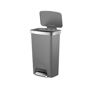 Better Homes & Gardens Kitchen Trash Can, 11.9 Gallon Plastic Step Garbage Bin with Soft Close Lid, Gray