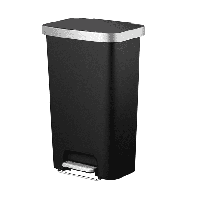Better Homes & Gardens 11.9 Gallon Plastic Kitchen Step Trash Can, Black