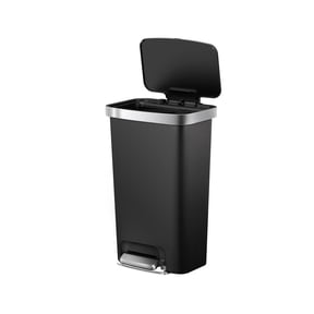 Better Homes & Gardens 11.9 Gallon Plastic Step Kitchen Trash Can with Soft Close Lid, Black