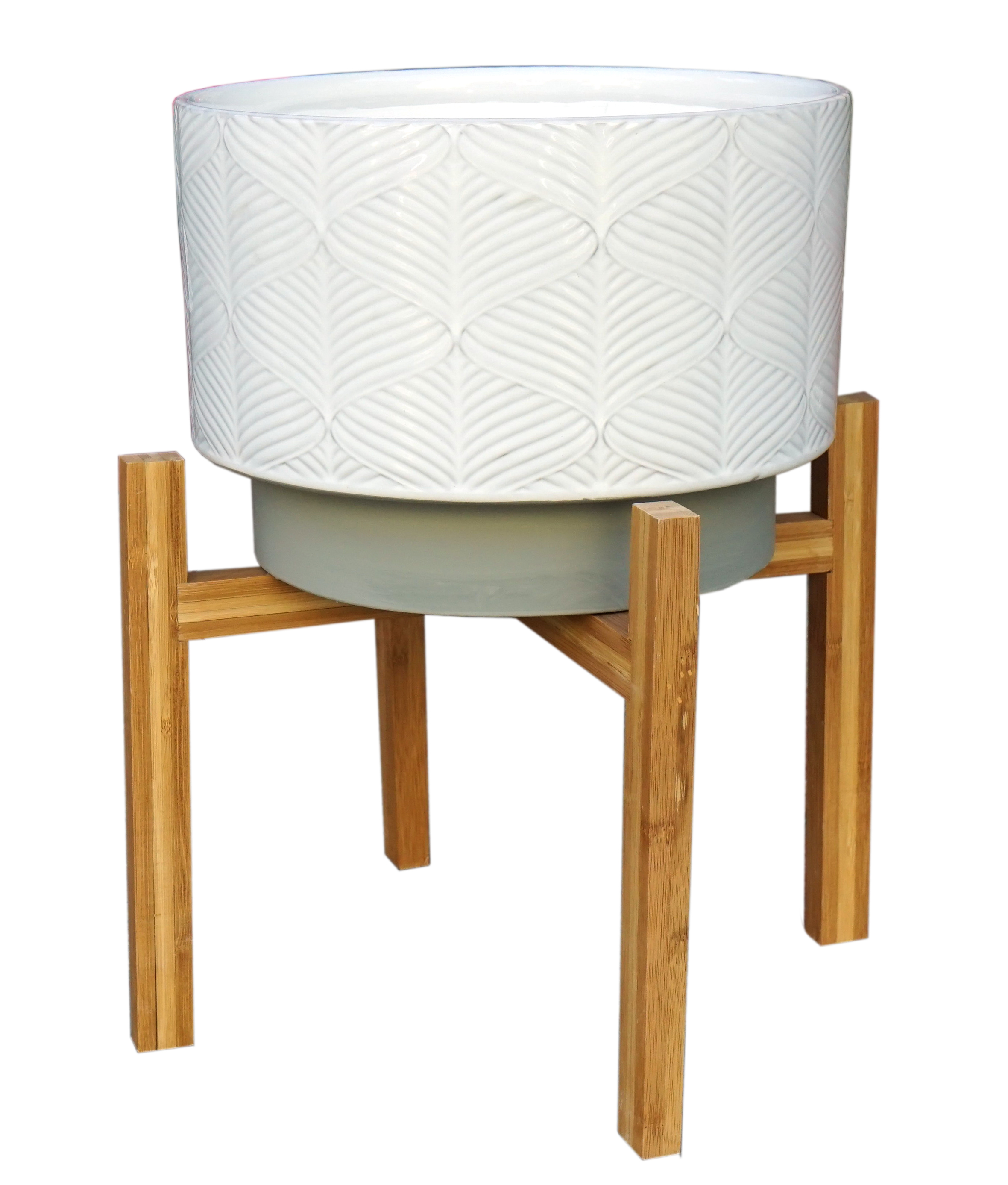 Better Homes & Gardens 11in Kennewick Ceramic Planter With Stand, Ivory - image 1 of 9
