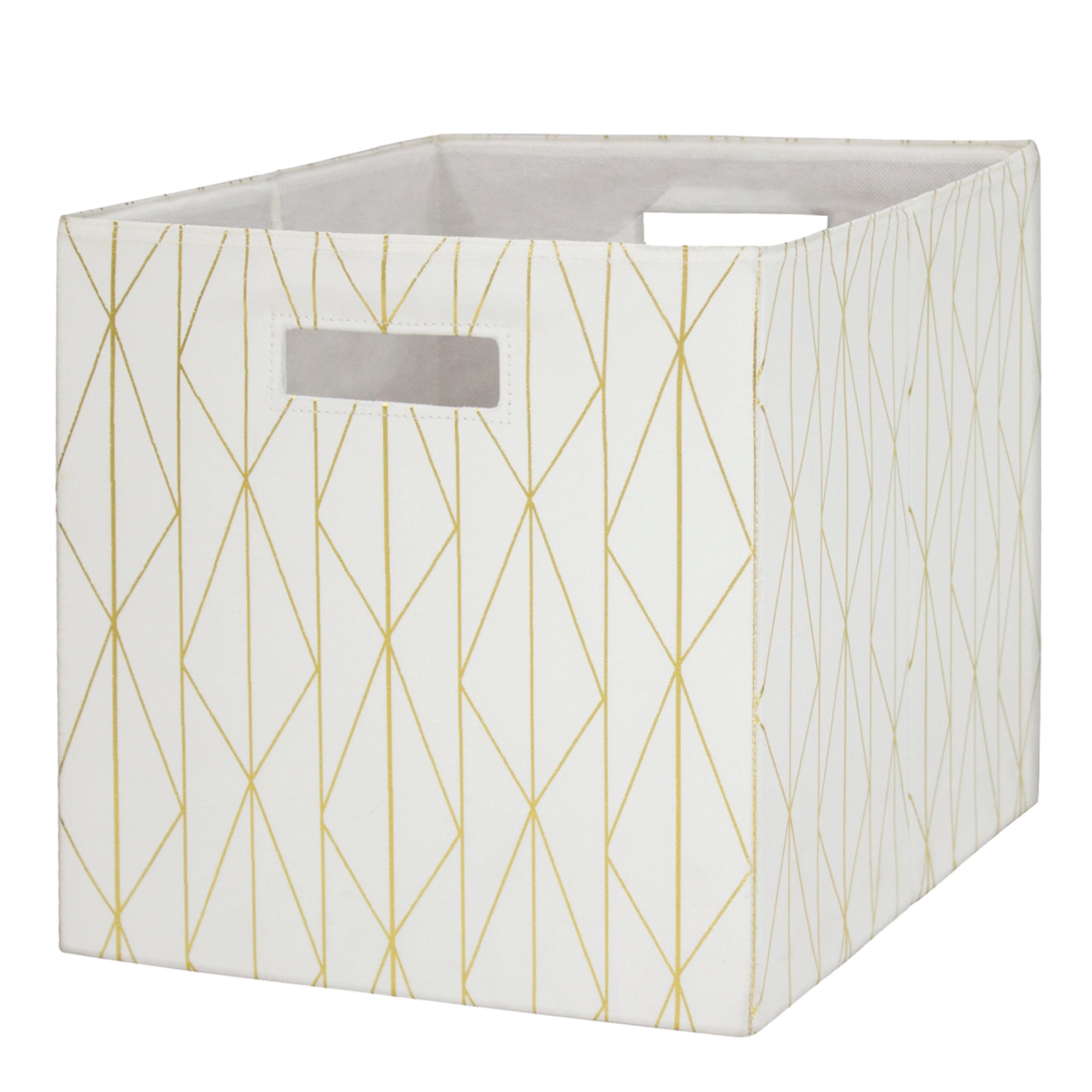 Better Homes & Gardens 12.75" Fabric Cube Storage Bin, Gold and Ivory