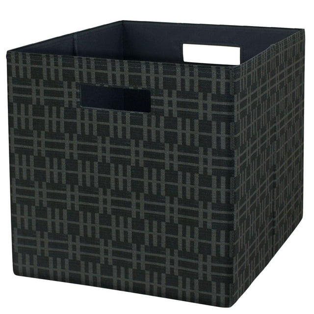 Better Homes & Gardens 12.75" Fabric Cube Storage Bin, Grey Stripe Geo