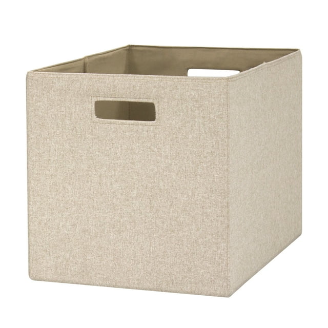 Better Homes & Gardens 12.75" Fabric Cube Storage Bin, Tan