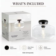 Better Homes & Gardens Architectural Semi-Flush Mount Ceiling Light, Matte Black Finish, Clear Glass Shade