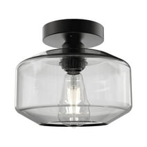 Better Homes & Gardens 12" Architectural Semi Flush Ceiling Light, Black Finish Clear Glass Shade