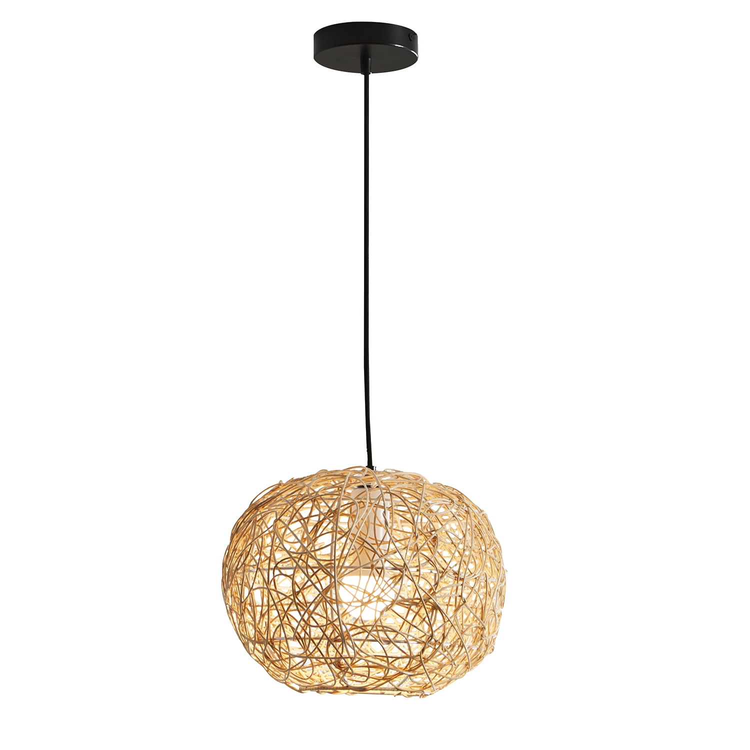Better Homes & Gardens 12" Architectural Woven Pendant Light, Natural Rattan Shade