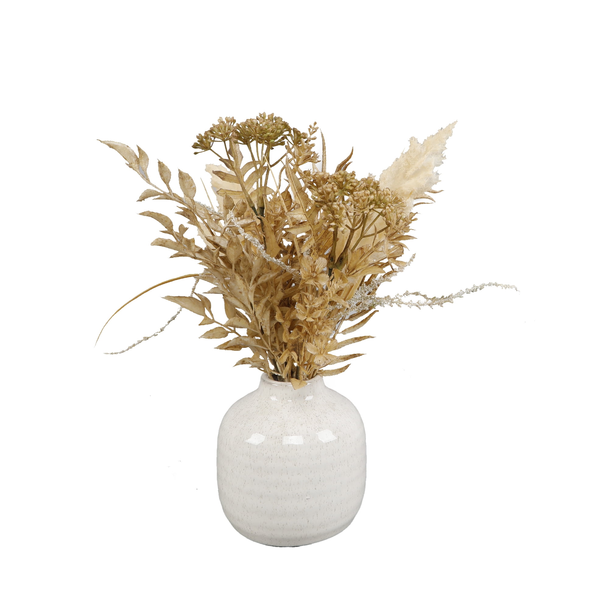 Better Homes & Gardens 12-Inch Artificial Dried Mixed Floral Arrangement in Ceramic Vase  Tabletop Decor, 1.1 lbs