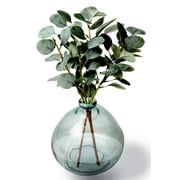 Better Homes & Gardens 6 in Artificial Eucalyptus Plant in Blue Decorative Glass Vase 1 Count