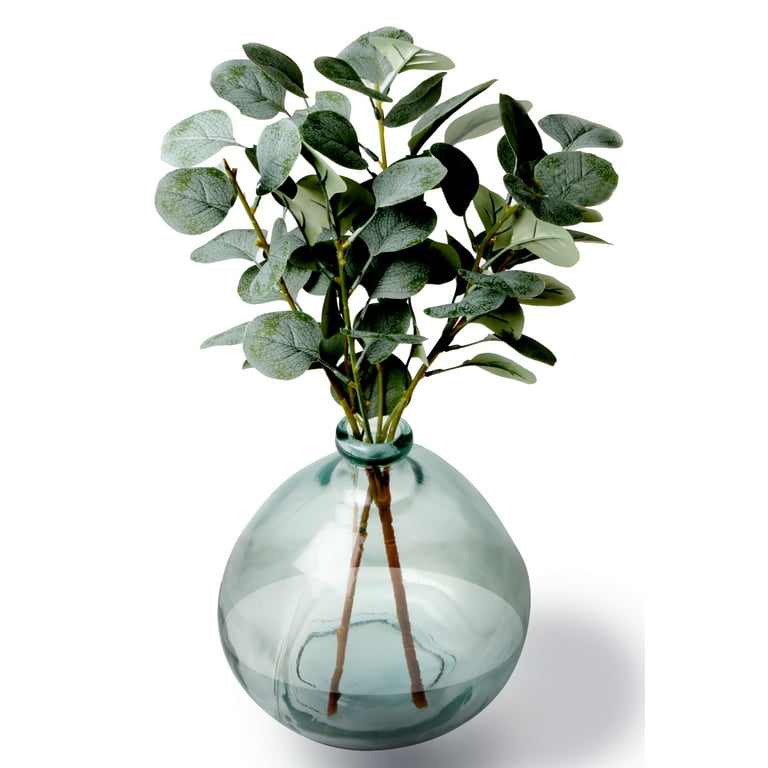 Better Homes & Gardens 12 Artificial Green Eucalyptus in Blown Glass Vase  