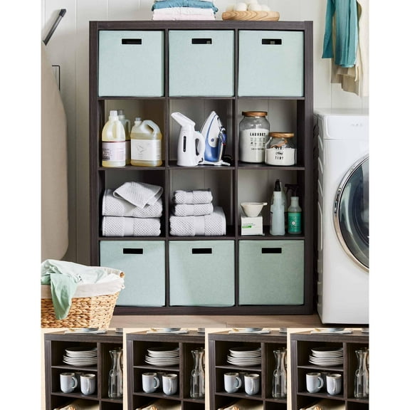 Better Homes & Gardens 12 Cube Storage and 4 Better Homes & Gardens H Cube Inserts, Tobacco Oak