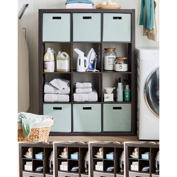 Better Homes & Gardens 12 Cube Storage and Better Homes & Gardens Quad Cube Organizers, Tobacco Oak