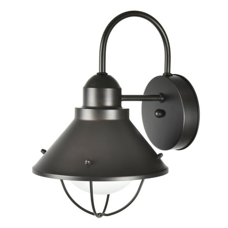 Better Homes & Gardens 12" Farmhouse Bronze Outdoor Wall Light, Metal Fixture Opal Glass Shade