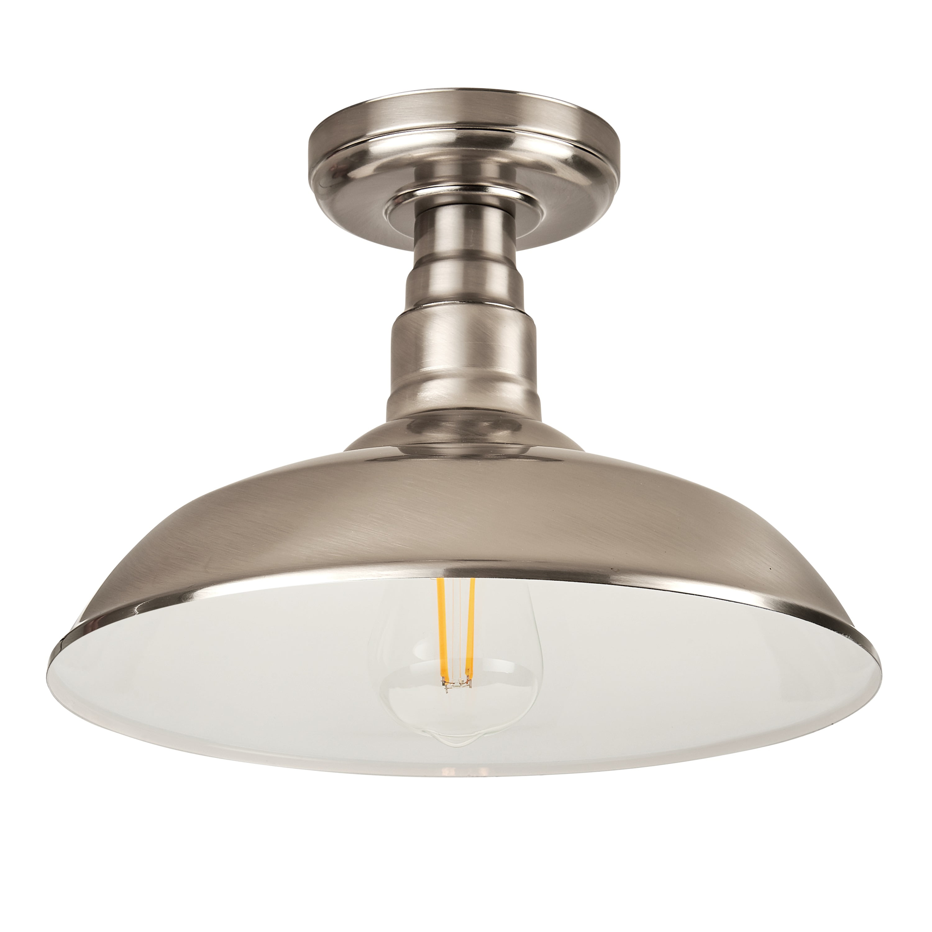 Better Homes & Gardens 12" Farmhouse Semi-Flush Ceiling Light, Satin Nickel, ST19 LED Bulb Included
