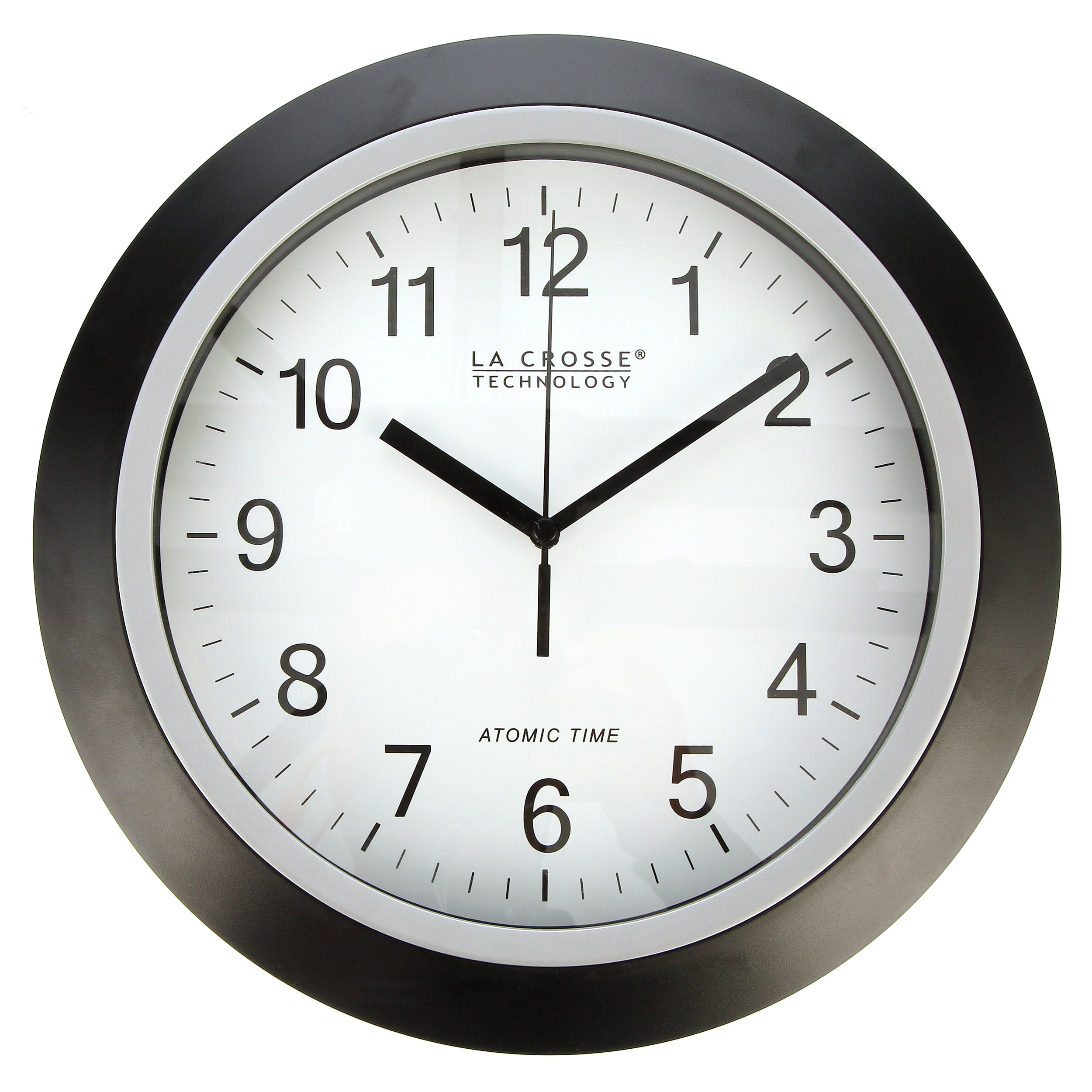 Better Homes & Gardens 12 Inch Analog Atomic Black Wall Clock, model