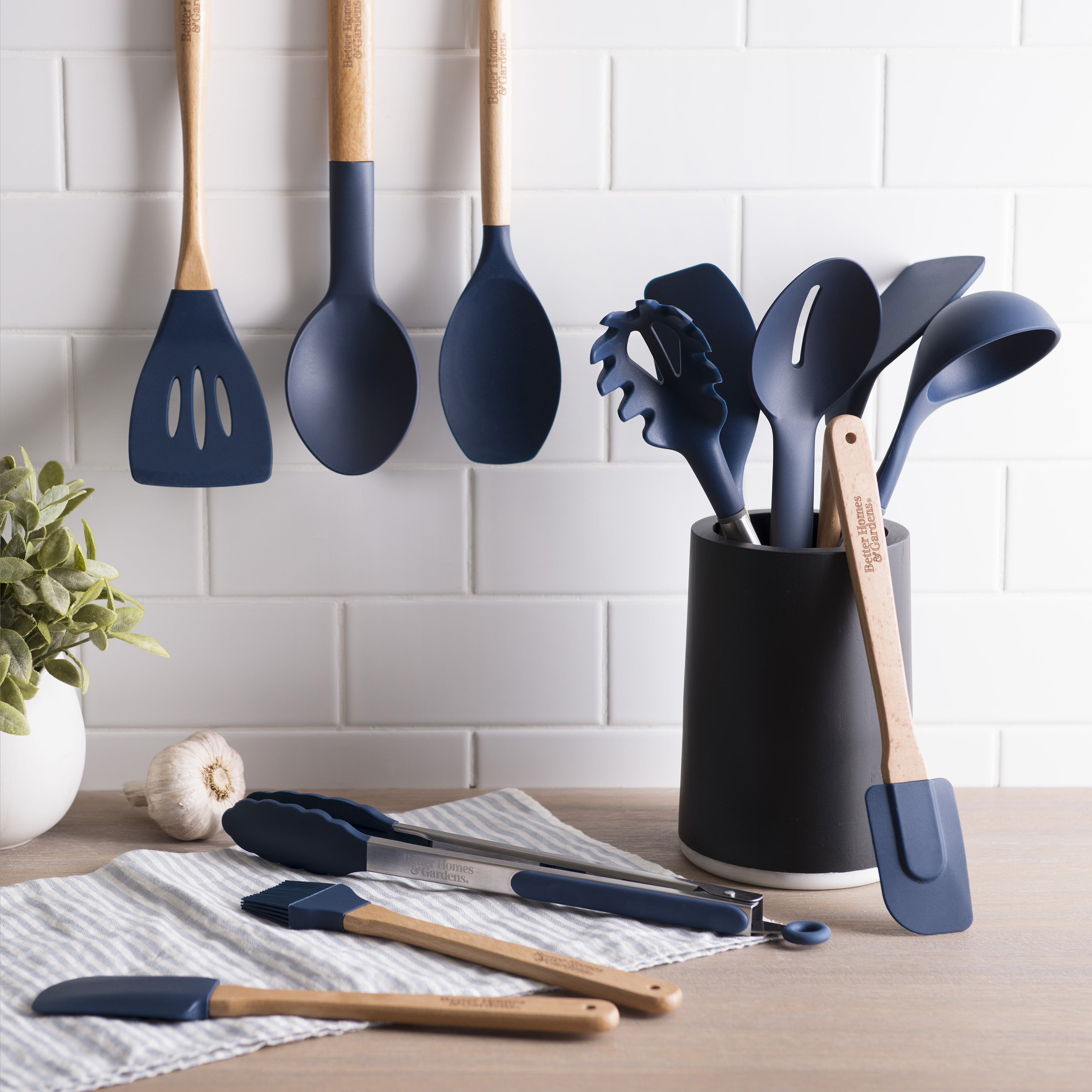Better Houseware 3500/B 5-Piece Silicone Cooking Utensils (Blue)
