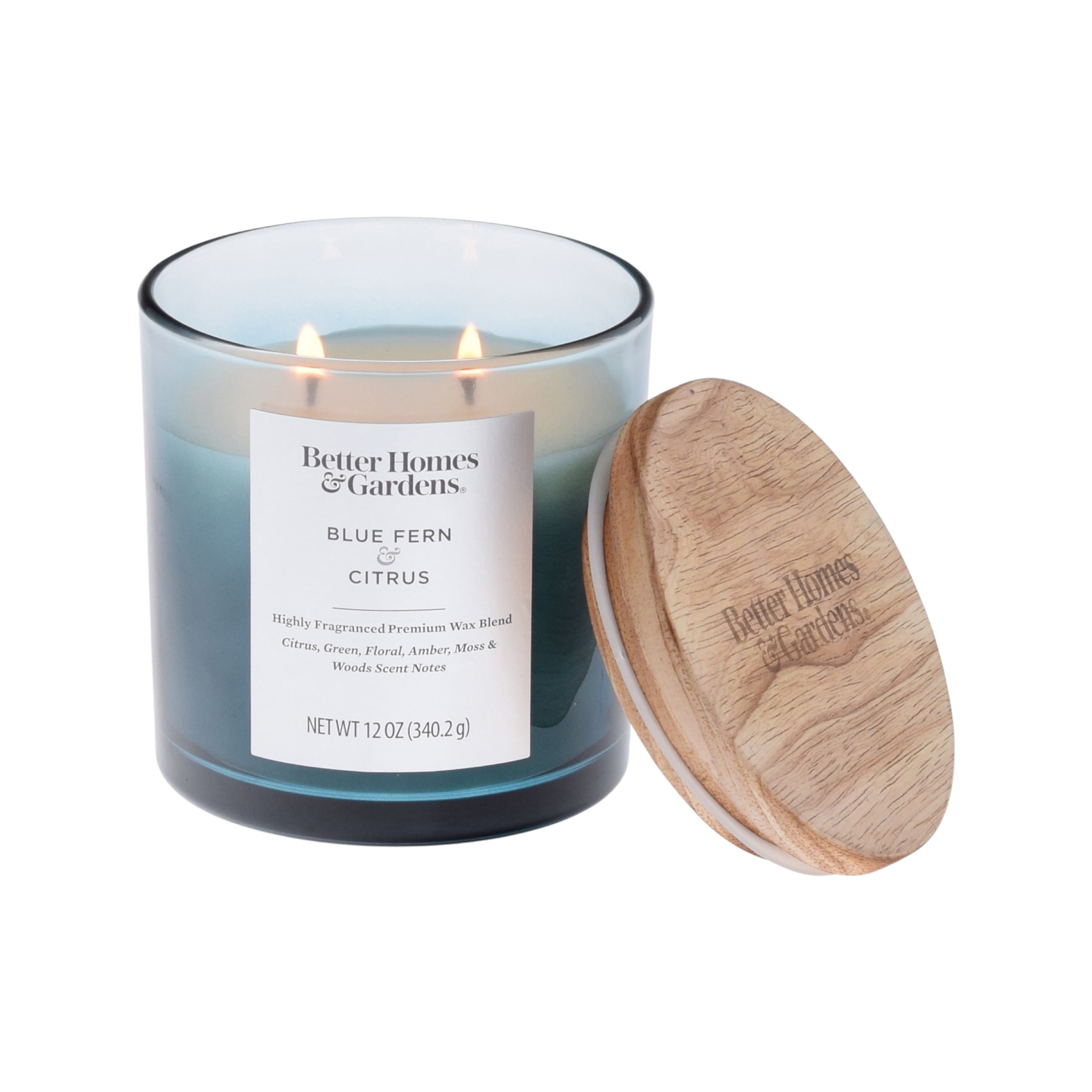 Blue Ombre Jar Candle with Wooden Lid, 12oz