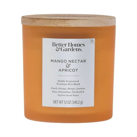 Better Homes & Gardens 12oz Mango Nectar & Apricot Scented 2-Wick Frosted Jar Candle
