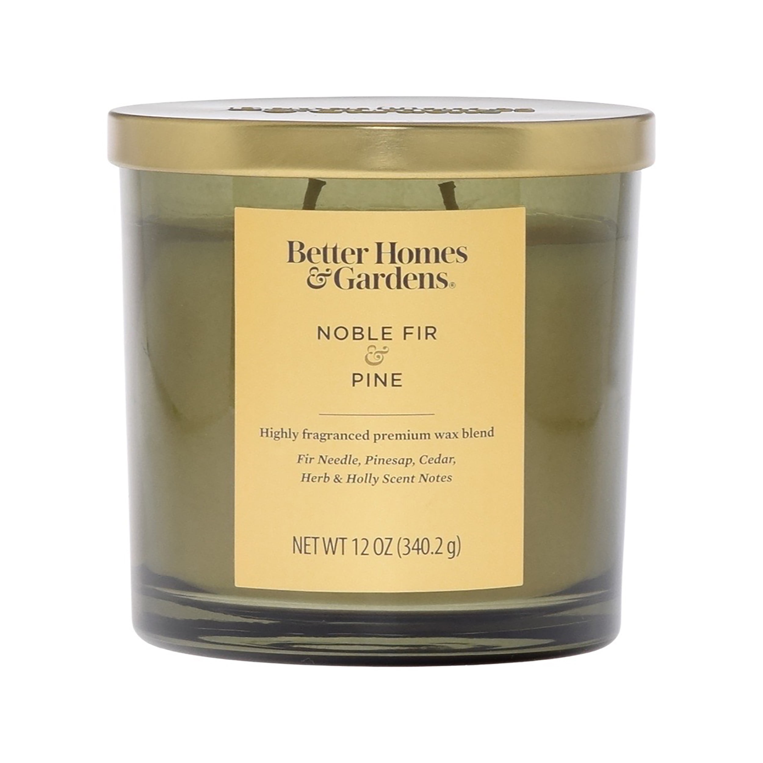 Better Homes & Gardens 12oz Noble Fir & Pine Scented 2Wick 12oz Shiny Jar candle
