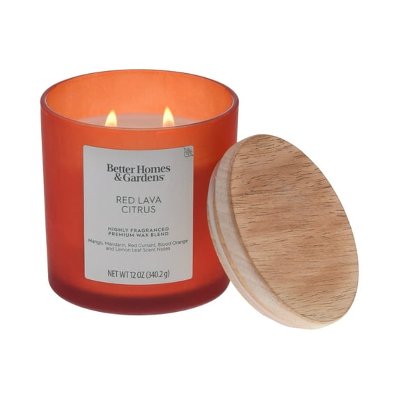 Better Homes and Gardens Red Lava and Citrus Scented 2-Wick Frosted Jar Candle 12oz.