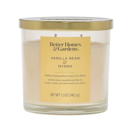 Better Homes & Gardens 12oz Vanilla Bean & Myrrh Scented 2-Wick Shiny Jar candle