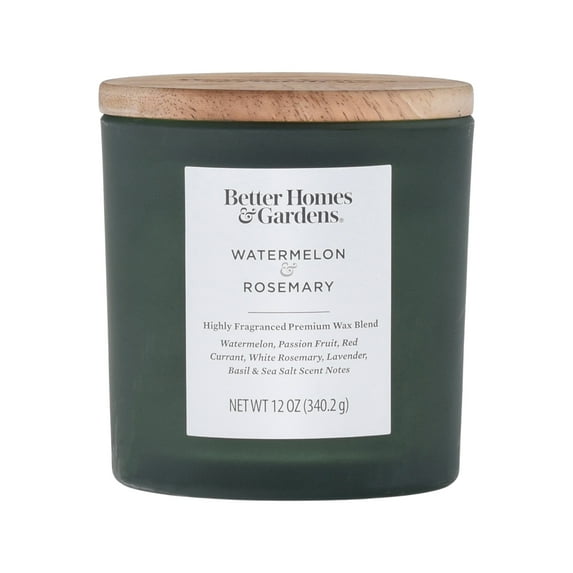 Better Homes & Gardens 12oz Watermelon & Rosemary Scented 2-Wick Frosted Jar Candle