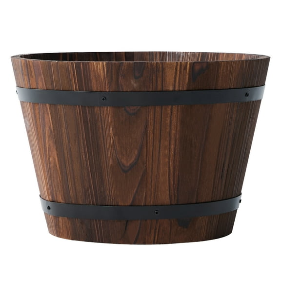 Better Homes & Gardens 13.5 in Wood Whiskey Barrel Planter