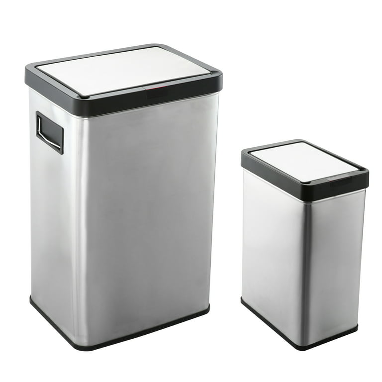 Dkeli Kitchen Trash Can 13 Gallon Garbage Can Automatic Sensor Waste Bin  Touchless Stainless Steel Trash Can with Lid for Home Bathroom Office,  Silver - Walmart…