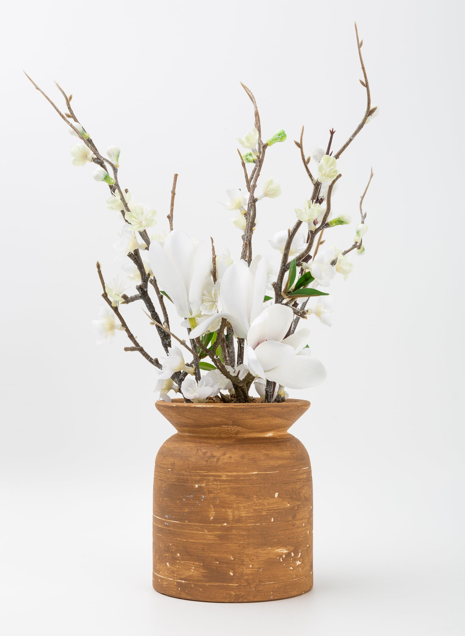 Better Homes & Gardens 13" Artificial Dogwood Plant in Brown Ceramic Pot