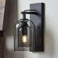 thumbnail image 1 of Better Homes & Gardens 13" Classic Black Indoor Wall Sconce Light With Double Wall Smoky Glass Shade, 1 of 9