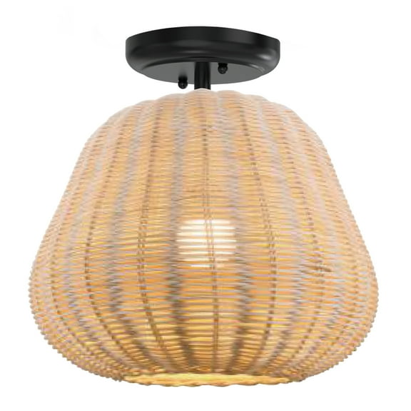 Better Homes & Gardens 13" Nature Woven Semi Flush Mounted Ceiling Light, Dimmable A19 Soft White