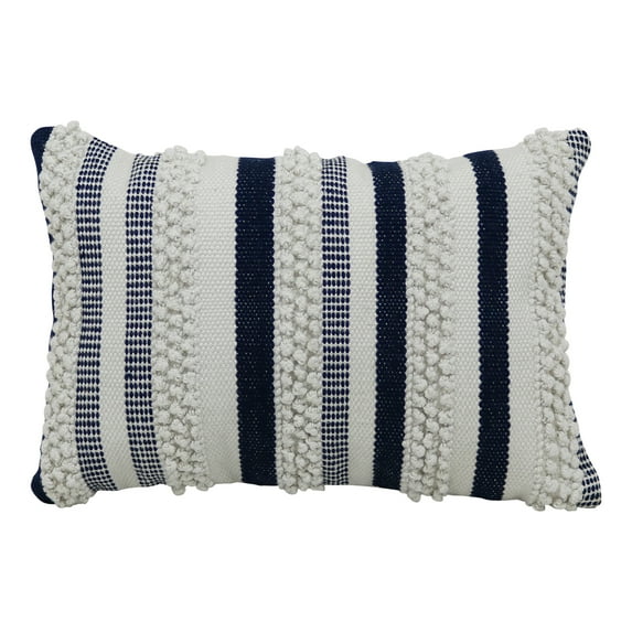 Better Homes & Gardens 13" x 19" Outdoor Toss Pillow, Blue Woven