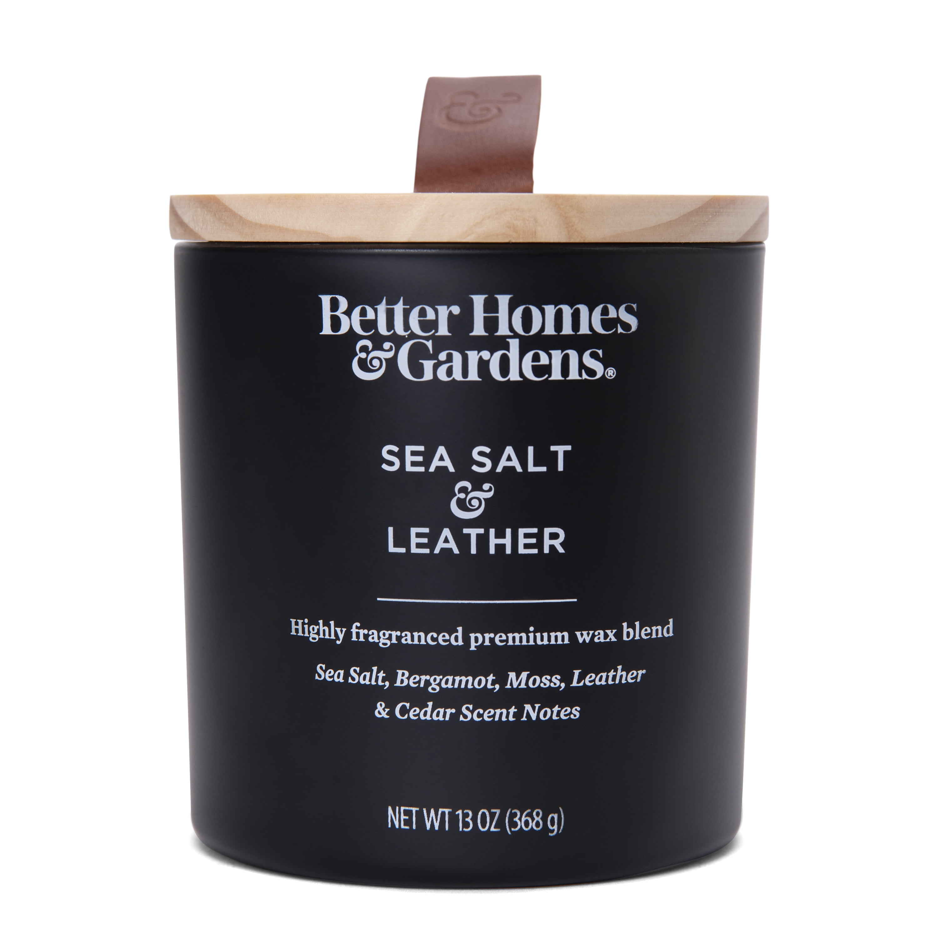 Better Homes & Gardens 13oz Sea Salt & Leather Scented Wooden Wick