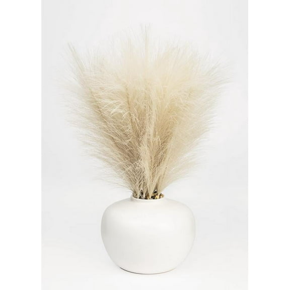 Better Homes & Gardens 14" Artificial Pampas in White Rounded Ceramic Vase