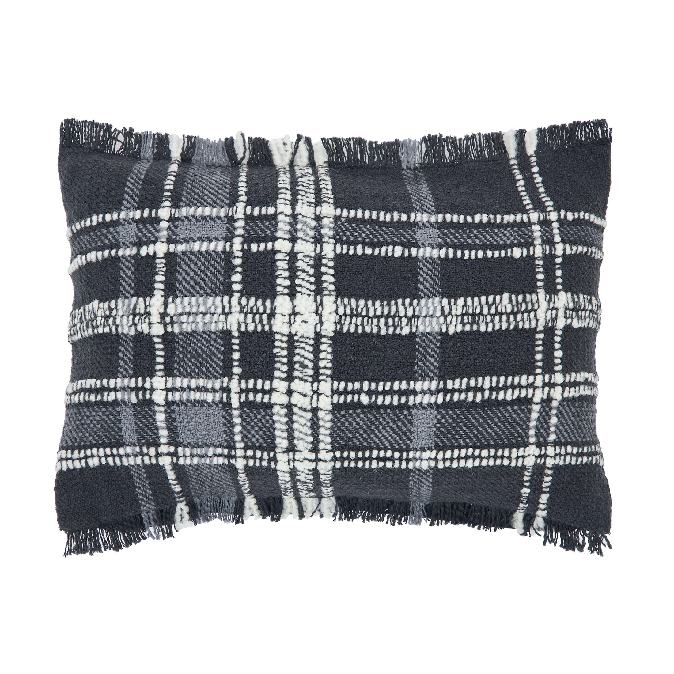 Better Homes & Gardens 14" x 20" Lulu Black Plaid Cotton Rich Decorative Pillow