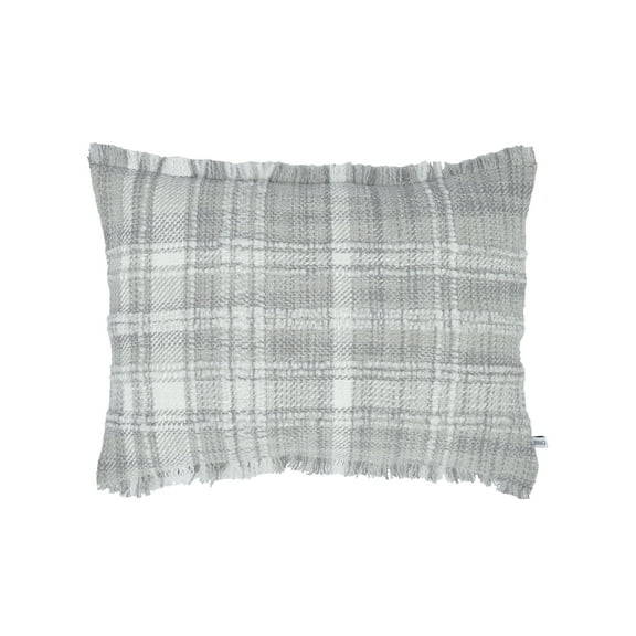 Better Homes & Gardens 14" x 20" Lulu Silver Plaid Cotton Rich Decorative Pillow