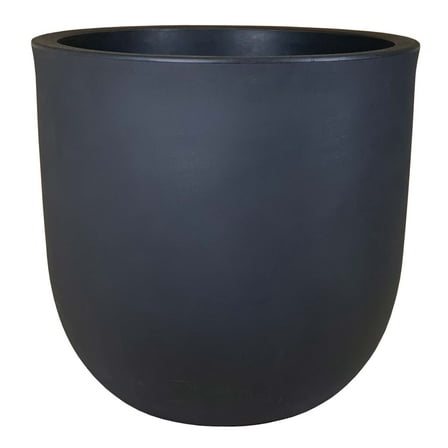 Better Homes & Gardens Mosswood 14-inch Fluted Resin Round Planter, Matte Black