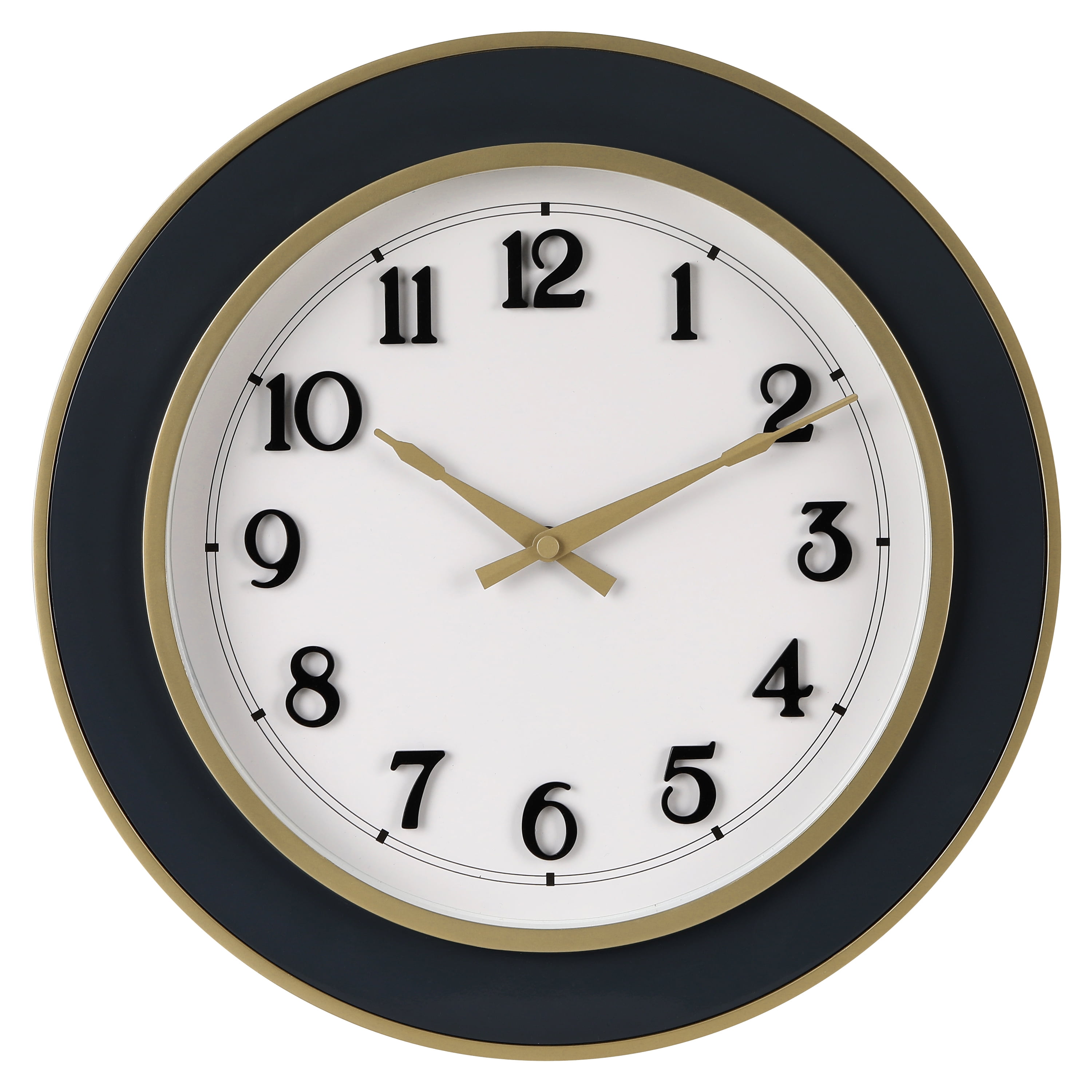 Modern 15.5" Gray and Gold Wall Clock with Raised Numbers
