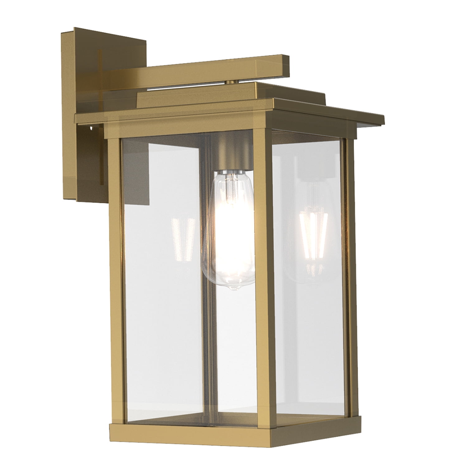 Better Homes & Gardens 15" Classic Outdoor Wall Light, Brass Finish Glass Lens, Corded Electric, ST19 LED bulb