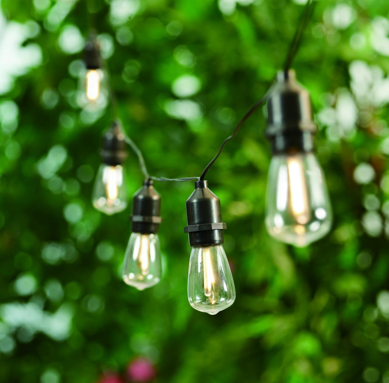 Better Homes & Gardens 15-Count Solar Powered Edison Outdoor String Lights, with Warm White LED Bulbs - image 1 of 7