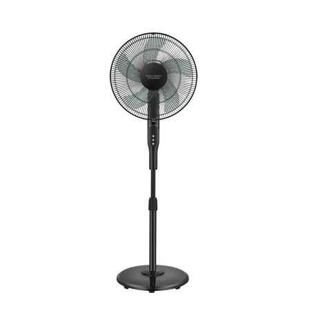 Better Homes & Gardens 16-Inch Black 12-Speed Pedestal Fan with Remote