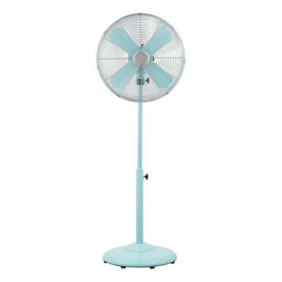 Better Homes & Gardens 16" 3-Speed Mint Retro Metal Oscillating Adjustable Height Stand Fan