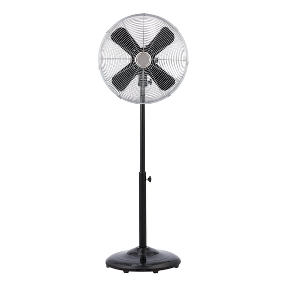 Better Homes & Gardens 16" 3-Speed Retro Metal Oscillating Adjustable Height Black Pedestal Fan